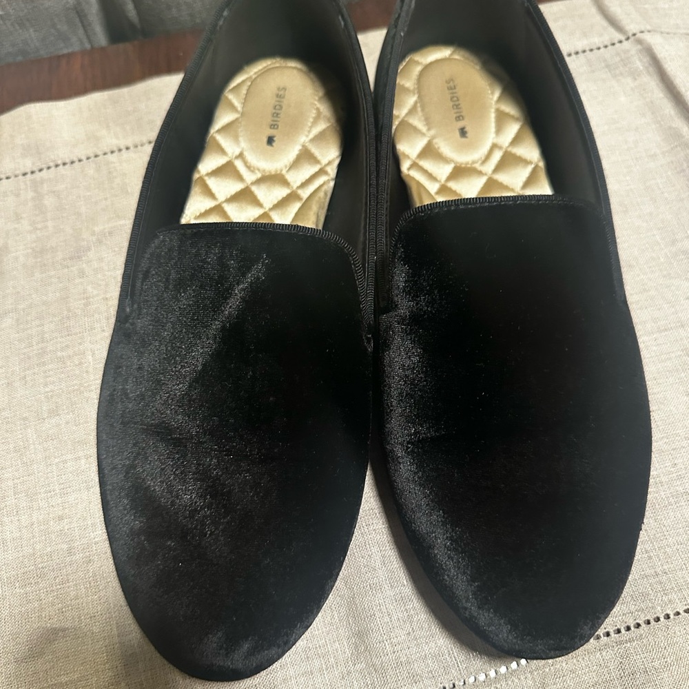 Black Velvet Birdies Starling Loafers - 11WIDE